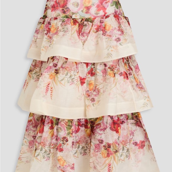 ZIMMERMANN Tiered floral-print linen and silk-blend gauze midi skirt - Picture 6 of 8